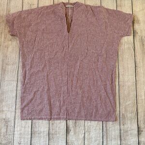 Bryn Walker Size Small Red White Stripe Oversized Short Sleeve Blouse